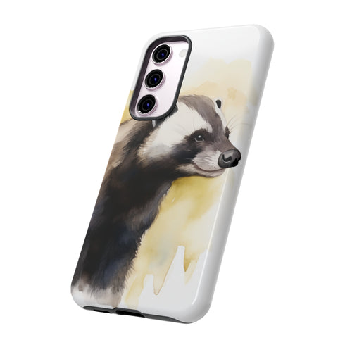 Badger on a Yellow Background - Impact Resistant Phone Case